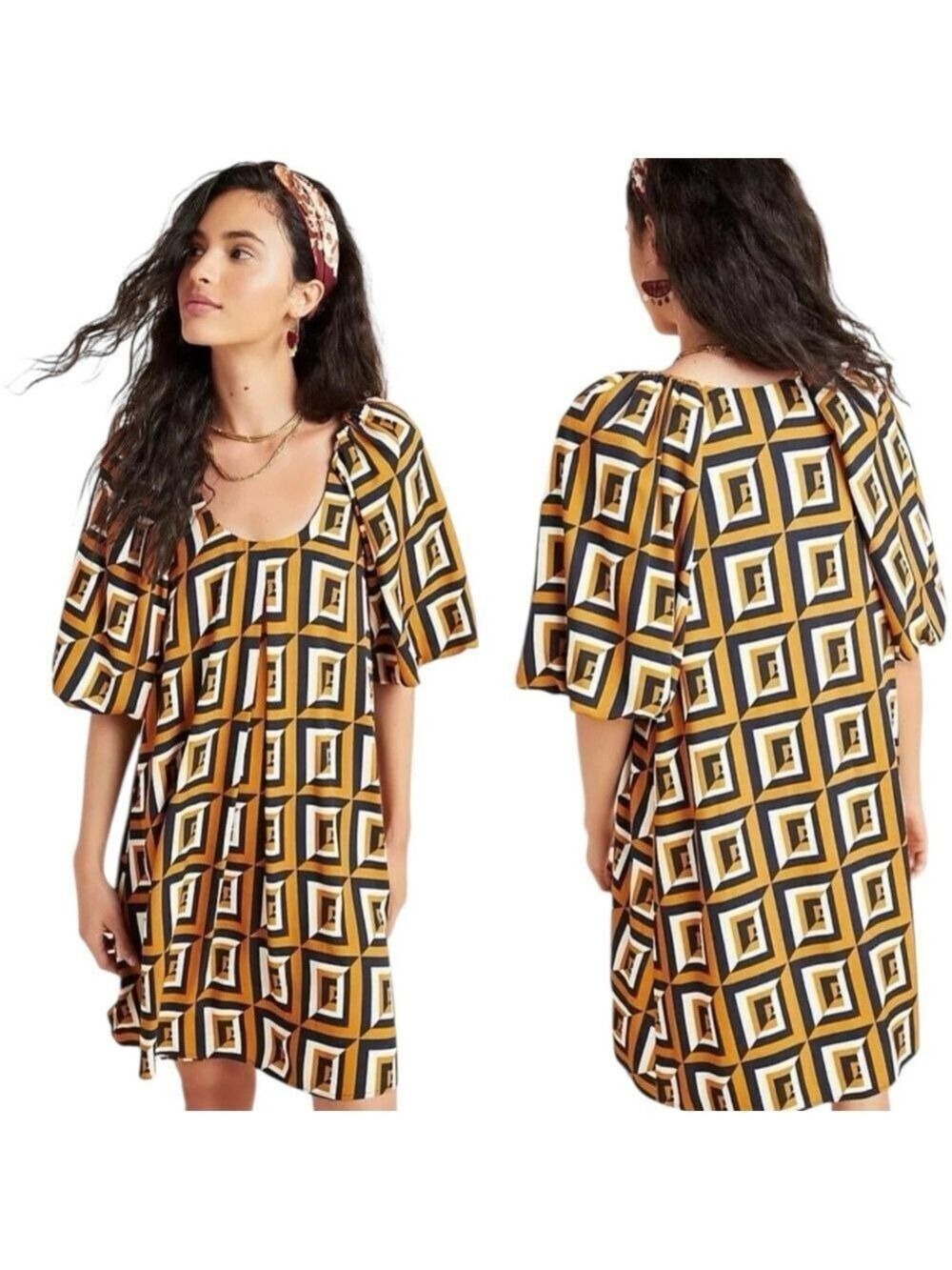 Anthropologie x Corey Lynn Calter Meriwether Geometric Shift Dress Orange Medium